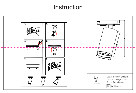 Однофазный светильник для трека Maytoni Track lamps TR020-1-GU10-B 