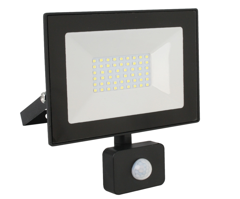 Светодиодный прожектор с датчиком Ultraflash LFL-3002S C02 30Вт, цвет черный - фото 1