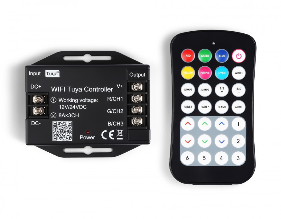 Контроллер WIFI Tuya для светодиодных лент RGB c радио пультом 2.4G 24A 12V 288W/ 24V 576W Ambrella light ILLUMINATION LED Strip GS11551, цвет черный