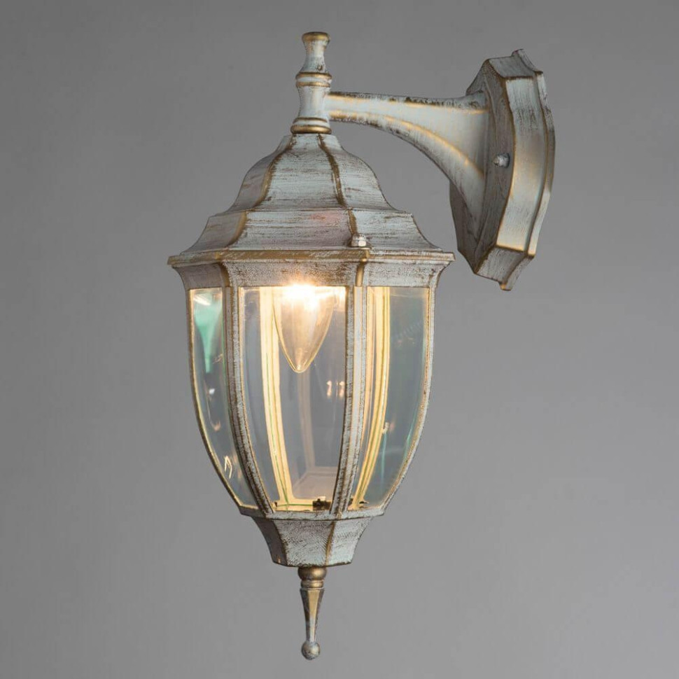 Уличный настенный светильник с лампочками. Комплект от Lustrof. №35104-616331, цвет бело-золотой - фото 3