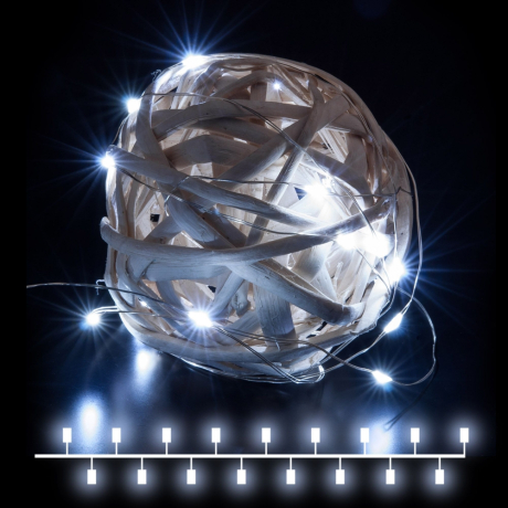 3м. Гирлянда нить ''Роса'' на батарейках 30LED (холодный) IP20 Eurosvet  (a056045)