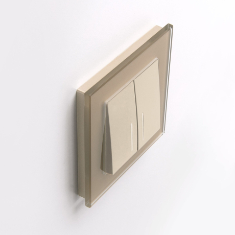 Выключатель проходной двухклавишный с подсветкой без рамки Werkel шампань W1122111