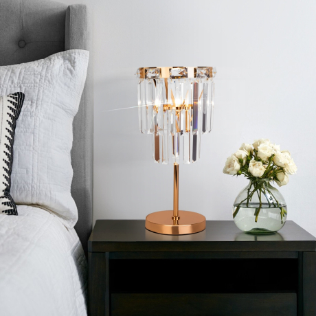 Настольная лампа декоративная Eurosvet Elegante 01136/1 золото/прозрачный хрусталь Strotskis 