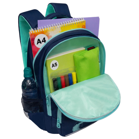 Нарушена упаковка!  <796753> Рюкзак GRIZZLY школьный, анатомическая спинка, 2 отделения, для девочек, "AZURE", 40х25х13 см, RG-564-4/1 (274197)