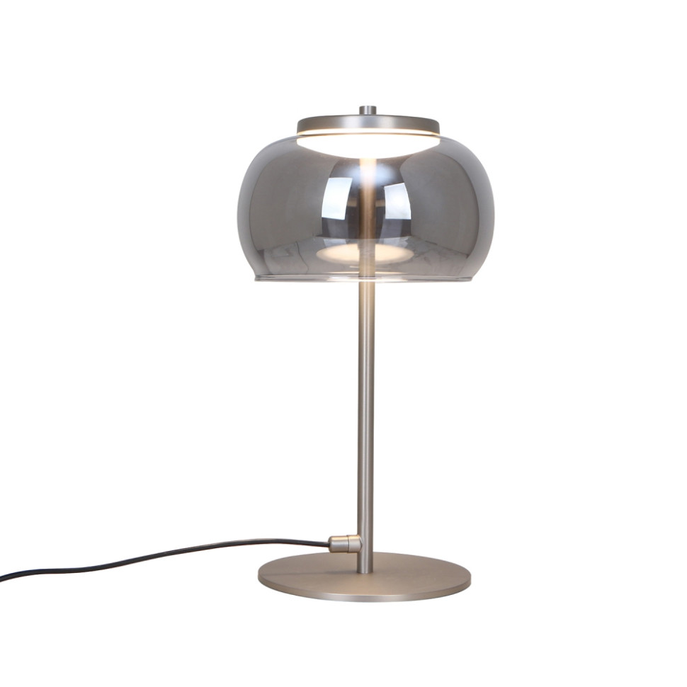 Настольная лампа Favourite Trendig 4376-1T, цвет матовый черный, стекло дымчато-серого цвета, никель, белый акрил - фото 1