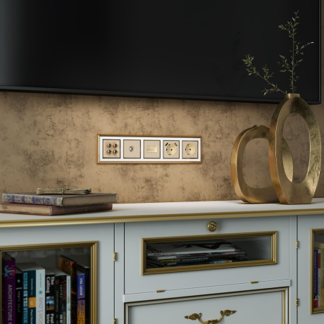 Накладка для двойной розетки Еthernet RJ-45 (шампань) Werkel 404836