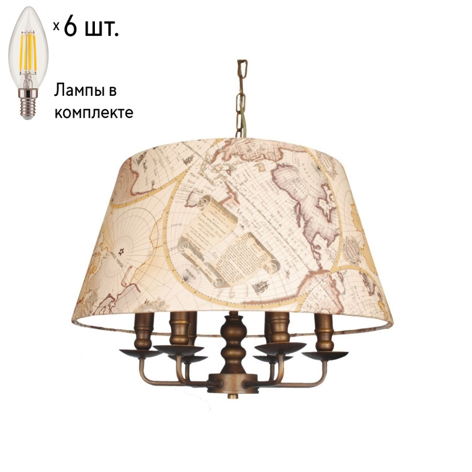Подвесная люстра с лампочками Favourite Mappa 1122-6P+Lamps E14 Свеча