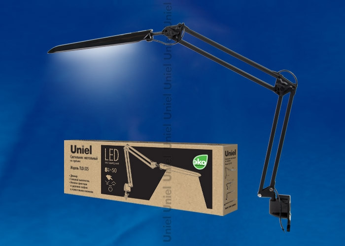 Настольная лампа на струбцине с диммером Uniel TLD-524 Black/LED/500Lm/4500K/Dimmer (10608), цвет черный TLD-524 Black/LED/500Lm/4500K/Dimmer - фото 1