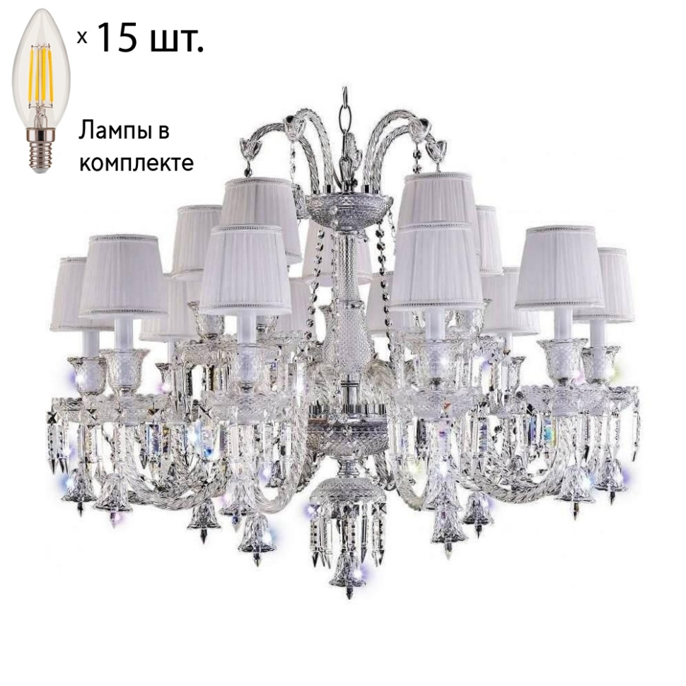 Подвесная люстра Crystal Lux с лампочками Princess SP10+5+Lamps E14 Свеча, цвет хром