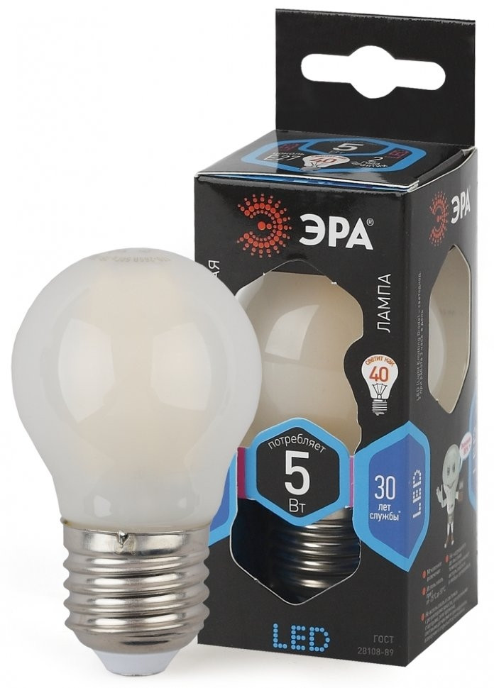 Светодиодная лампа Е27 5W 4000К (белый) Эра F-LED P45-5W-840-E27 frost (Б0027932) - фото 1