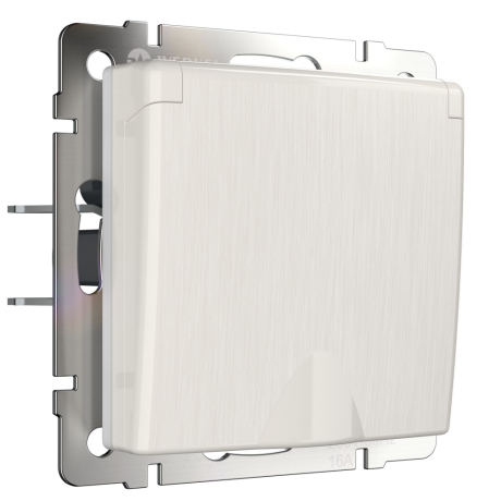 Розетка влагозащищенная с заземлением и со шторкой, без рамки с крышкой Werkel перламутровый рифленый W1171213