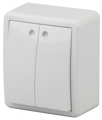 Переключатель двухклавишный с подсветкой ЭРА Эксперт 10AX 250V 11-1205-01 Б0020666