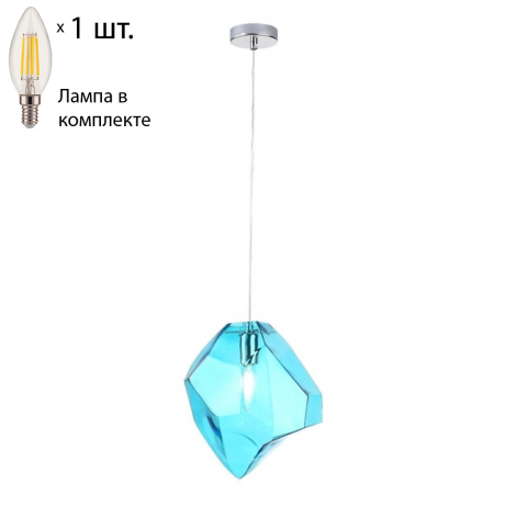 Подвесной светильник с лампочкой CRYSTAL LUX NUESTRO SP1 CHROME/BLUE+Lamps 