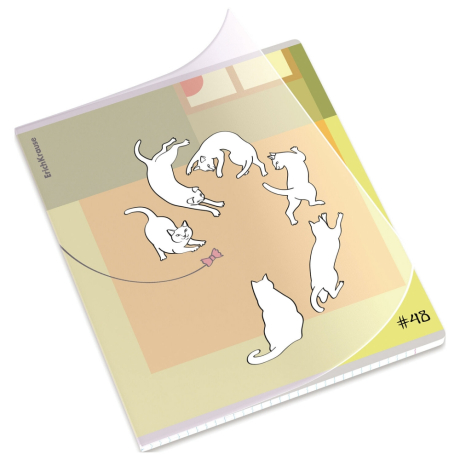 Нарушена упаковка!  <797132> Тетрадь обложка пластик, А5, 48 л., скоба, клетка, ERICH KRAUSE, "Cat Day" (микс в спайке), 54159 (405267)