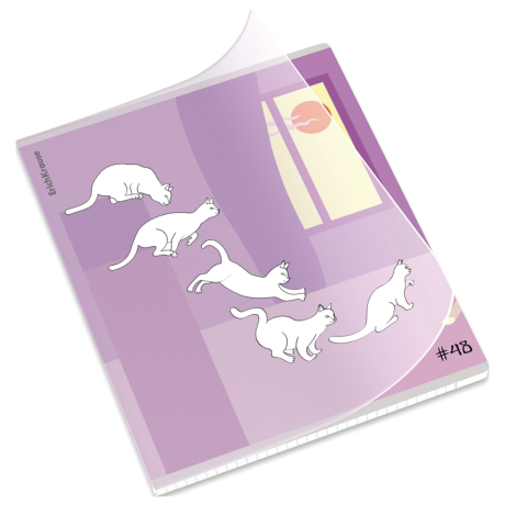 Нарушена упаковка!  <797132> Тетрадь обложка пластик, А5, 48 л., скоба, клетка, ERICH KRAUSE, "Cat Day" (микс в спайке), 54159 (405267)