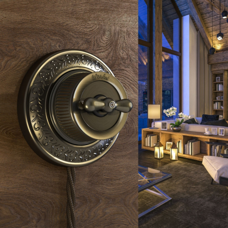 Выключатель на 4 положения двухклавишный без рамки Werkel Ретро (бронза) W5720012