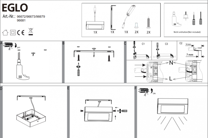 Нарушена упаковка!  <93943> Светодиодная ультратонкая накладная панель Eglo Fueva-C (96679)