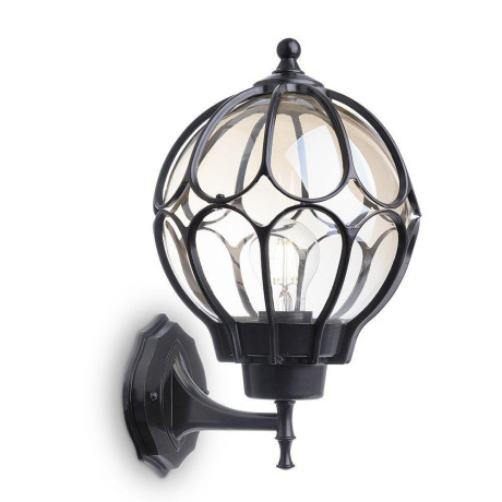 Светильник садово-парковый Feron PL3801  круглый на стену вверх 60W 230V E27, черный 6344