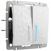 Выключатель проходной двухклавишный с подсветкой без рамки Werkel Hammer белый W1222101