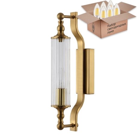 Бра Tomas Crystal Lux с лампочкой TOMAS AP1 BRASS+Lamps E14 Свеча 