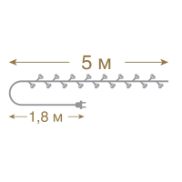 Нарушена упаковка!  <295891> 5м. Электрогирлянда ''Бриллианты'' 25LED (теплый) IP20 Vegas 55083