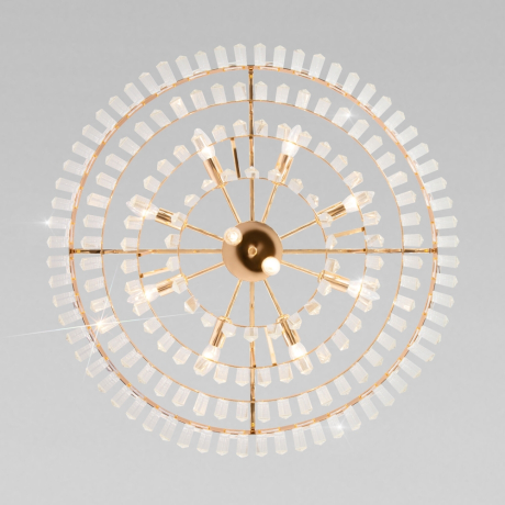 Подвесная люстра Eurosvet Elegante 10130/10 золото/прозрачный хрусталь Strotskis 