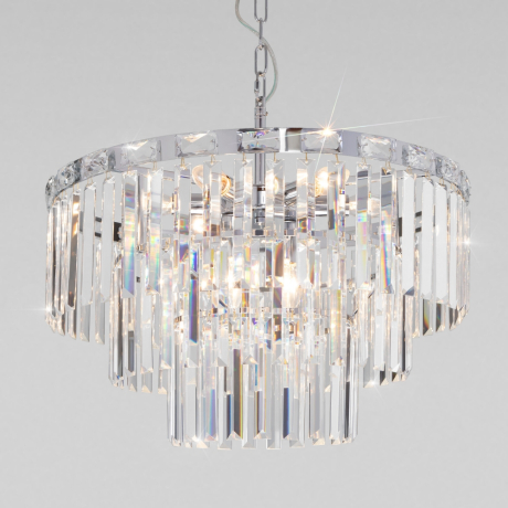 Подвесная люстра Eurosvet Elegante 10130/8 хром/прозрачный хрусталь Strotskis 