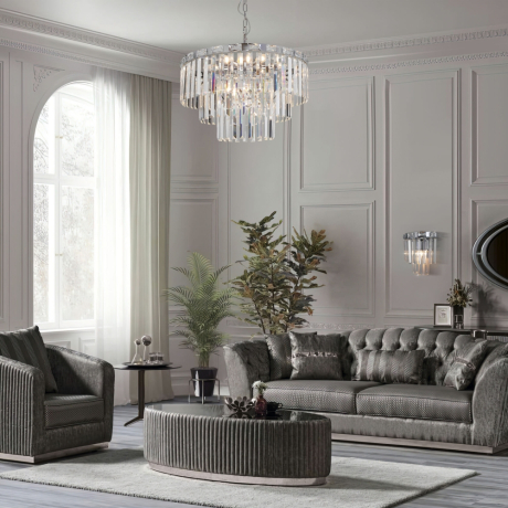 Подвесная люстра Eurosvet Elegante 10130/8 хром/прозрачный хрусталь Strotskis 