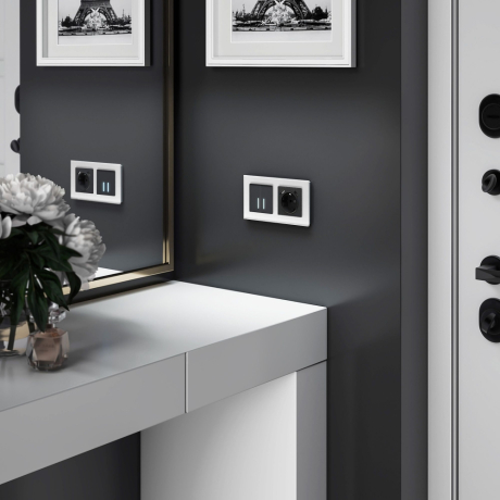 Розетка с заземлением и со шторками и 2хUSB, без рамки Werkel черный матовый W1171508