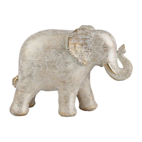 427243 Статуэтка Слон ISHIKARI, L280, B115, H205, полирезин, белый, золотой 