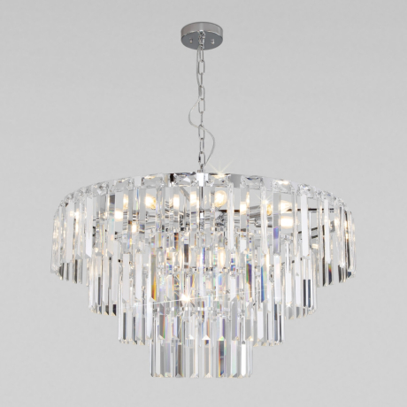 Подвесная люстра Eurosvet Elegante 10130/10 хром/прозрачный хрусталь Strotskis 