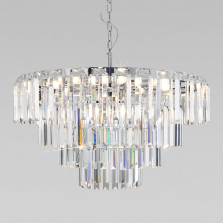 Подвесная люстра Eurosvet Elegante 10130/10 хром/прозрачный хрусталь Strotskis 