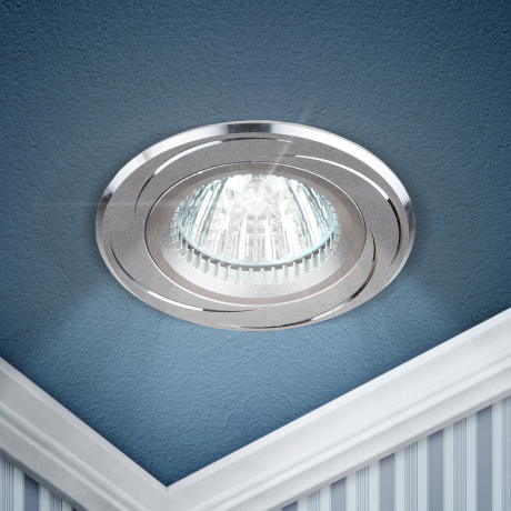 Встраиваемый светильник алюминиевый ЭРА  KL34 AL/SL/1 MR16, 12V, 50W хром Б0049565 