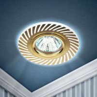 Нарушена упаковка!  <278830> DK LD39 WH/GD /1 Светильник ЭРА декор cо светодиодной подсветкой MR16, белый/золото (50/1500) Б0048936