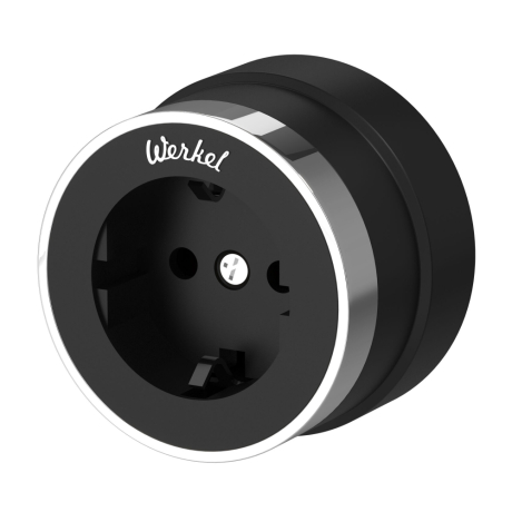 Розетка с заземлением Werkel Vintage (черный матовый/хром) W5871051