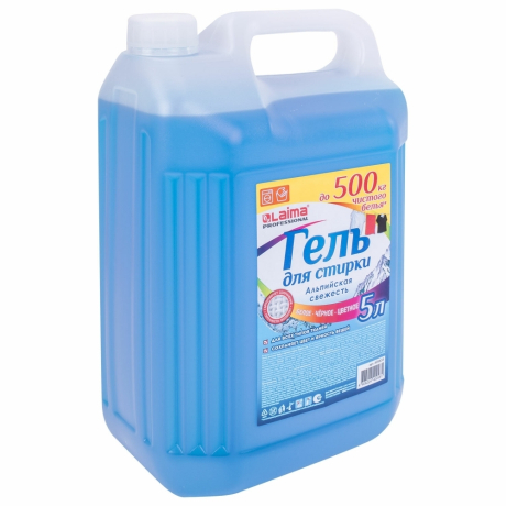 Нарушена упаковка! <710476> 5 л. Гель для стирки белья и всех видов тканей, LAIMA PROFESSIONAL "Альпийская Свежесть", 608655