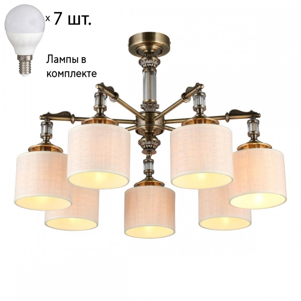 Люстра потолочная с лампочками Omnilux OML-64307-07+Lamps, цвет бронза OML-64307-07+Lamps - фото 1
