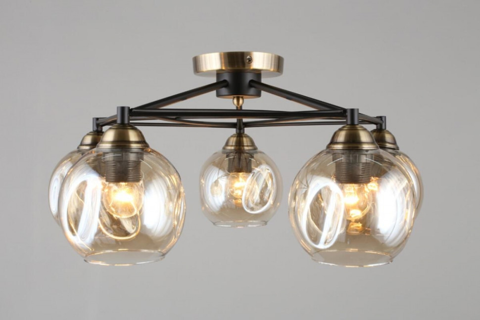 Люстра потолочная с лампочками Omnilux OML-93507-05+Lamps, цвет бронза OML-93507-05+Lamps - фото 3