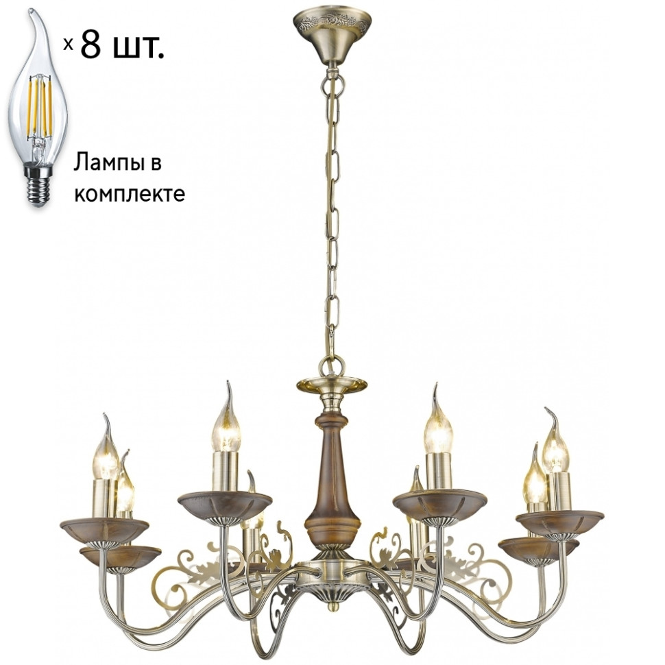 Подвесная люстра с лампочками Velante 307-503-08+Lamps, цвет бронза 307-503-08+Lamps - фото 1