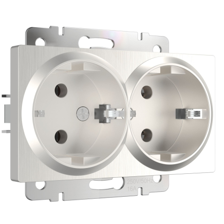 Розетка двойная с заземлением, без рамки Werkel перламутровый рифленый W1172013