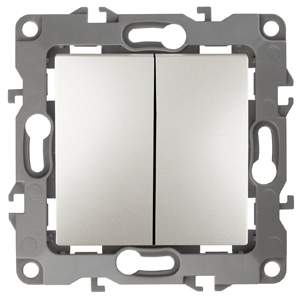 Выключатель двухклавишный ЭРА 12 10AX 250V 12-1004-15 Б0019314 258₽