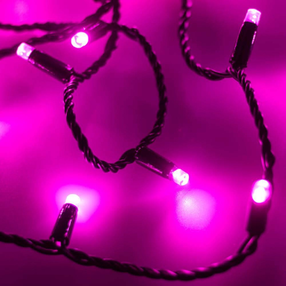 10м. Уличная гирлянда нить розовый свет Ardecoled 230V ARD-String-Classic-10000-Black-100Led-Std Pink (25806)