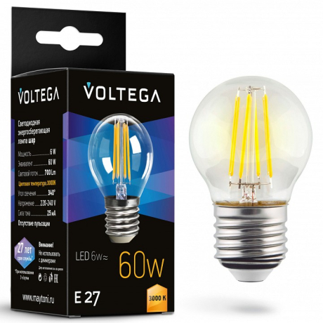 Лампа светодиодная Voltega Globe E27 6W E27 6Вт 3000K 7215 