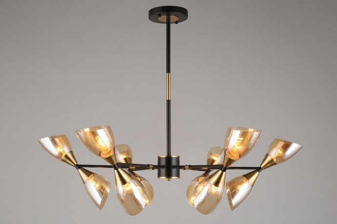 Люстра на штанге с лампочками Omnilux OML-66807-12+Lamps 