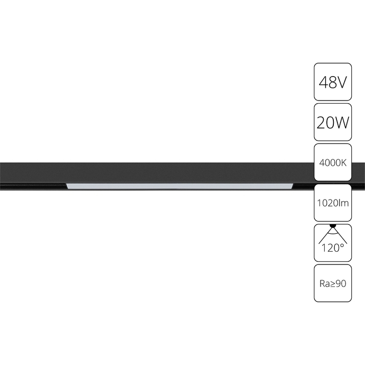 Трековый светильник 20W 4000К для магнитного шинопровода Arte Lamp Linea A4663PL-1BK 4090₽