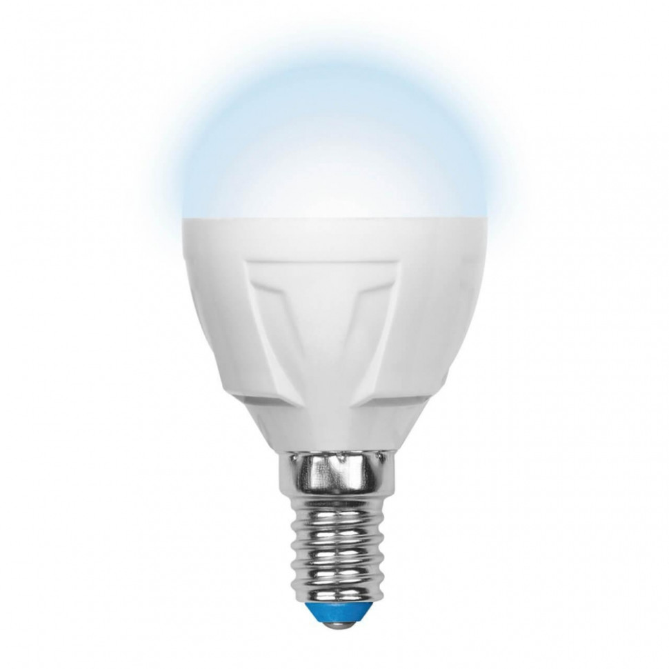 Лампа светодиодная диммируемая шар E14 6W 4500K (Белый свет) матовая Uniel Palazzo LED-G45-6W/NW/E14/FR/DIM PLP01WH картон (UL-00000692), цвет серый LED-G45-6W/NW/E14/FR/DIM PLP01WH картон - фото 1