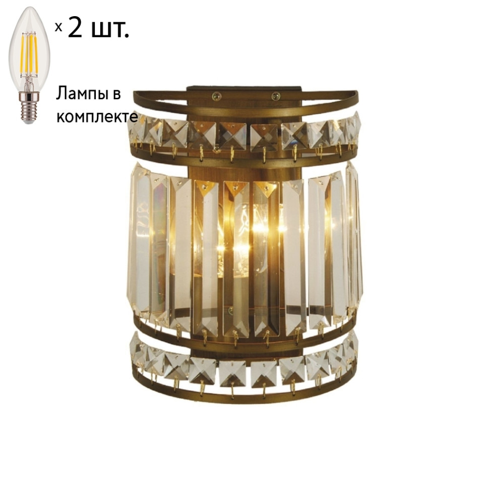 бра с лампочками favourite malta 1730 2w lamps e14 свеча Настенный светильник с лампочками Favourite Ancient 1085-2W+Lamps E14 Свеча