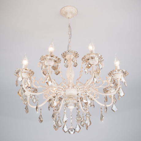 Подвесная люстра Eurosvet 3281/8 белый с золотом/тонированный хрусталь Strotskis 