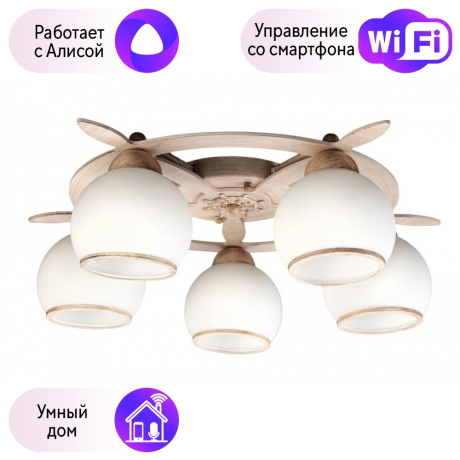 Люстра с поддержкой Алисы потолочная Omnilux OML-50517-05-A 