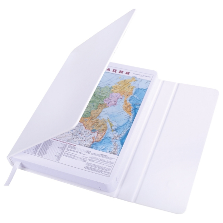 Нарушена упаковка!  <442598> Ежедневник недатированный А5 138х213 мм BRAUBERG "Towny", под кожу, магнитный клапан, 160 л., белый, 114459 (114459)